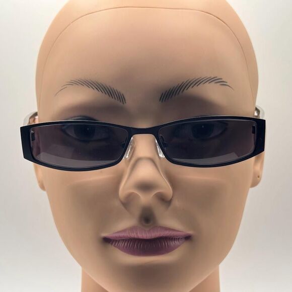 Vintage NOS Y2K Narrow Rhinestone Metal Eyeglass Frames with New Non-RX Sun Lens main image 6